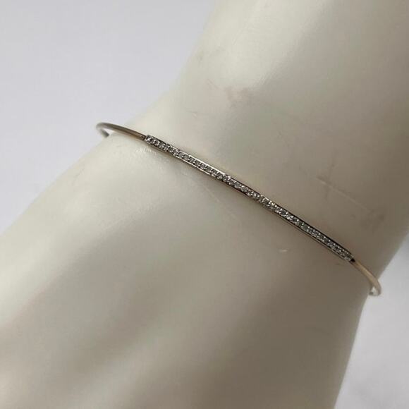 Designer Signed 480PM Gold Silver Platinum 38 Diamond Lobster Claw Bracelet - Picture 1 of 9